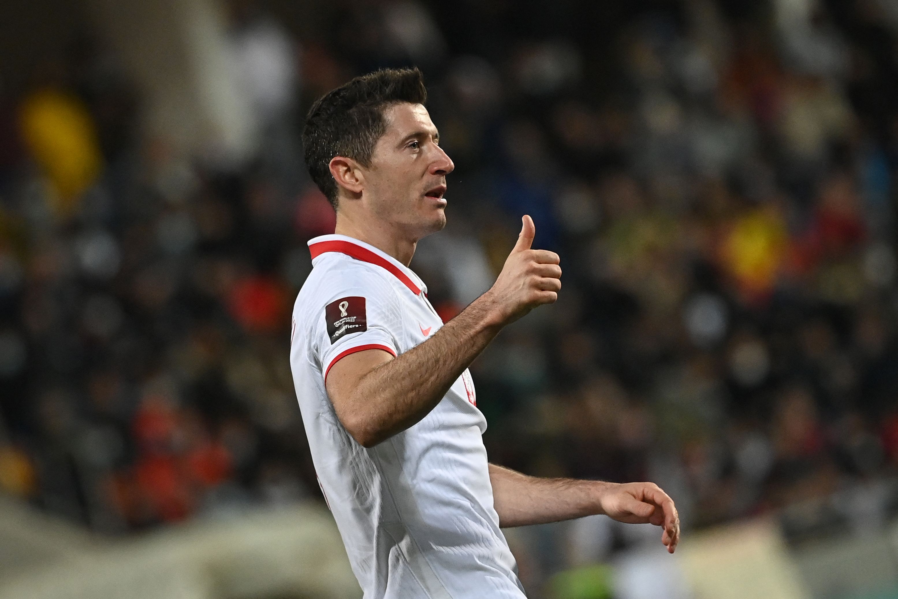 El delantero de Polinia Robert Lewandowski durante la eliminatoria ante  Andorra. (Foto Prensa Libre: AFP)