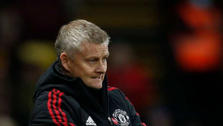 El aún entrenador del Manchester United Ole Gunnar Solskjaer durante el duelo ante  el Watford. (Foto Prensa Libre: AFP)