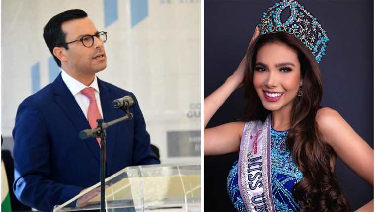 Yossi Abadi CEO de Grupo Tenlot y Dannia Guevara Morfín, Miss Universo Guatemala. Foto Prensa Libre: Cortesía.