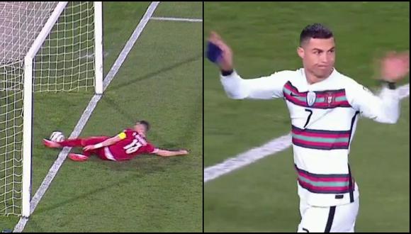 El 27 de marzo pasado Cristiano Ronaldo exploto contra los árbitros porque no le convalidaron un gol que atravesó la línea en tu totalidad. El vídeo se ha vuelto viral tras la derrota portuguesa ante el mismo rival: Serbia. Foto Redes Sociales.