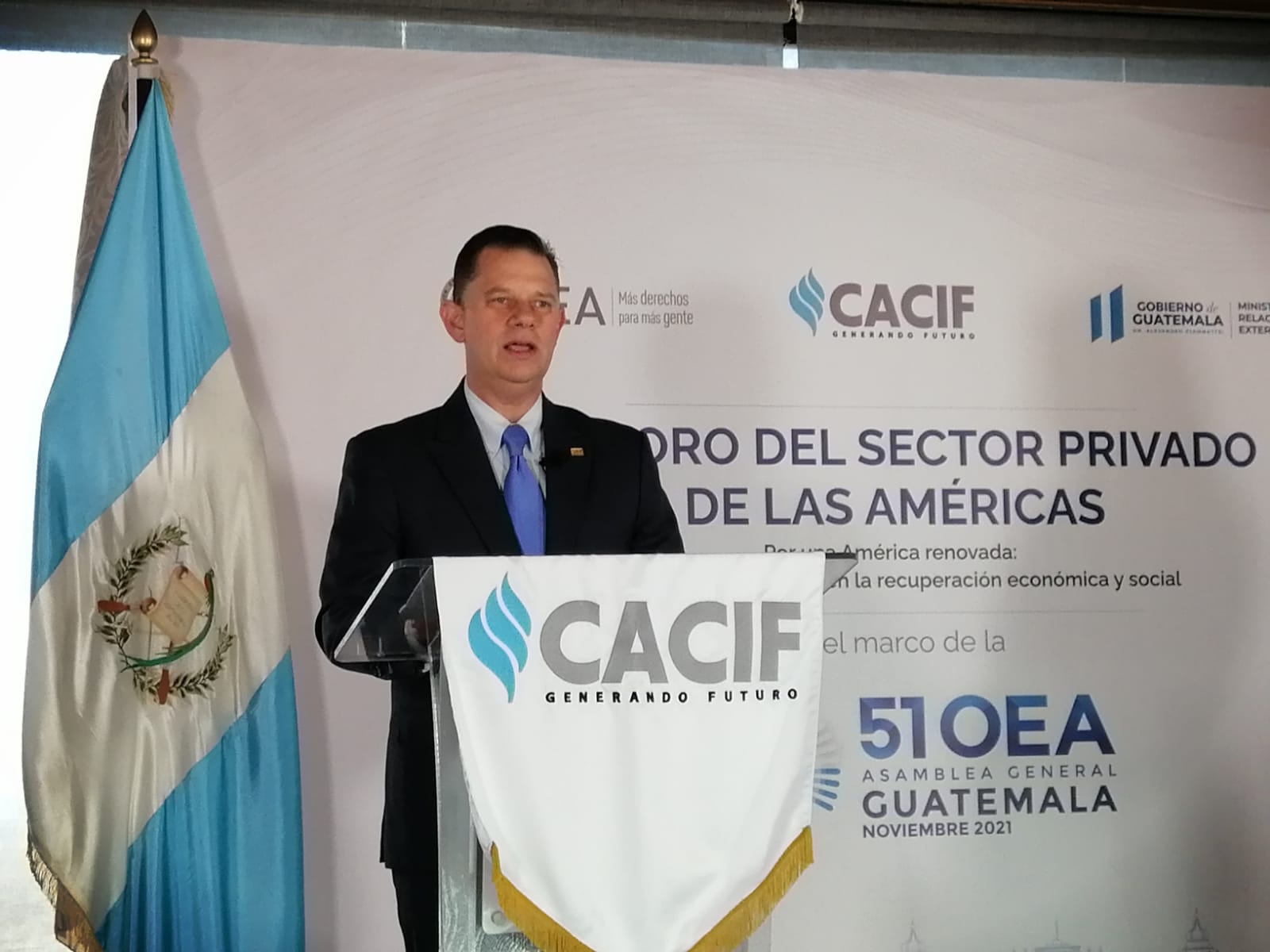 Hermann Girón, presidente de Cacif durante la inauguración del XIII Foro del Sector Privado de las Américas. (Foto Prensa Libre: Cortesía Cacif)