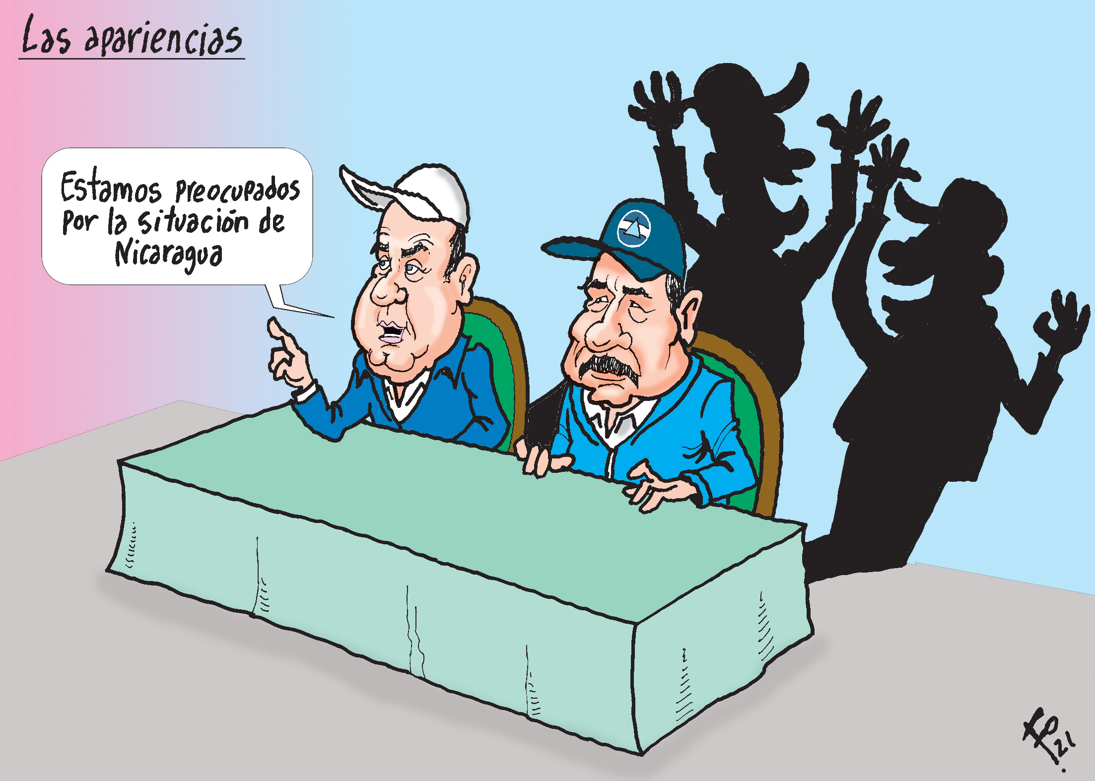 Personajes: Alejandro Giammattei y Daniel Ortega.