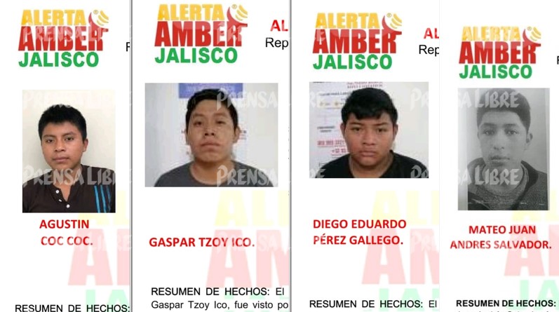 Cinco adolescentes guatemaltecos son buscados por las autoridades de justicia de Guadalajara. Autoridades mexicanas activaron alertas Amber para localizarlos. (Foto Prensa Libre: Alerta Amber)   