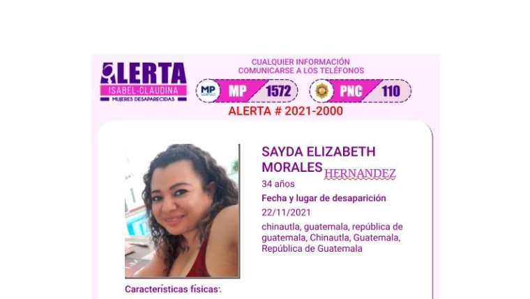 Sayda Elizabeth Morales Hernández, de 34 años, quien desapareció en Chinautla, Guatemala. (Foto Prensa Libre: @isabel_claudina)