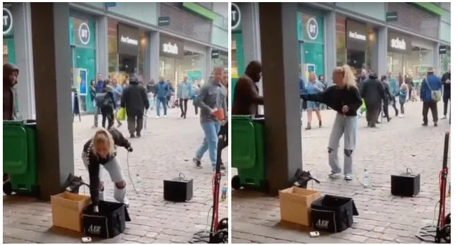 El gesto de la artista fue captado por algunas personas que se encontraban documentando su música. (Foto: captura de YouTube)