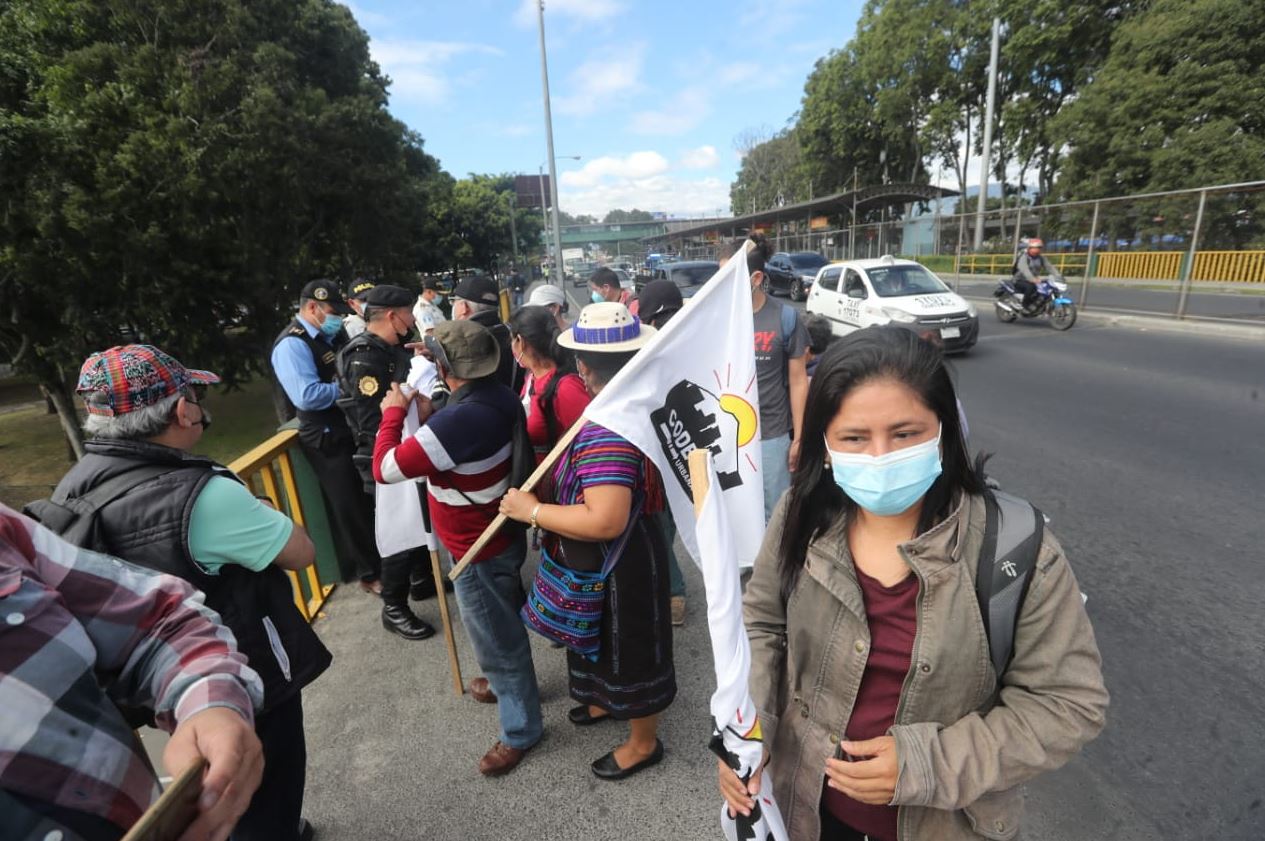 Manifestación de integrantes de Codeca en la capital de Guatemala el 15 de noviembre de 2021. (Foto Prensa Libre: Erick Ávila)