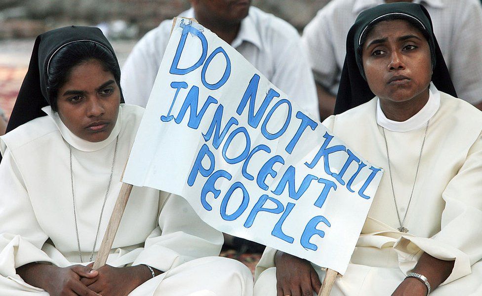 Los cristianos son una minoría religiosa en la India. El cartel reza: html5-dom-document-internal-entity1-quot-endno maten a gente inocentehtml5-dom-document-internal-entity1-quot-end.