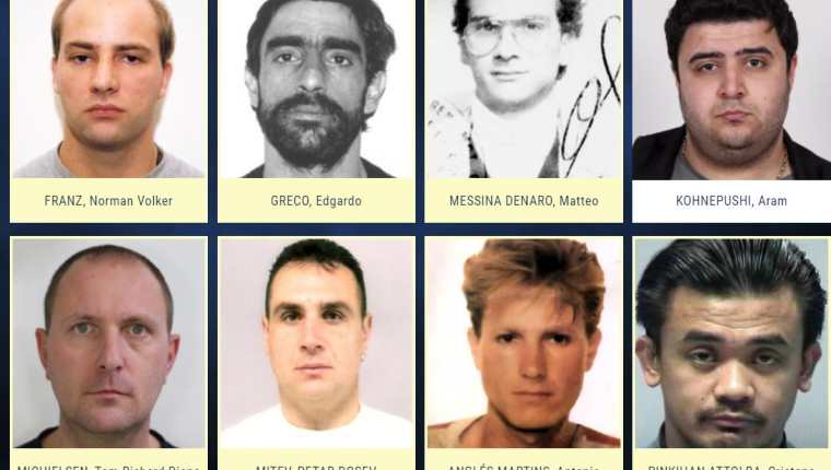 Algunos de los criminales más buscados en Europa. (Foto Prensa Libre: Tomada del sitio EU Most Wanted)