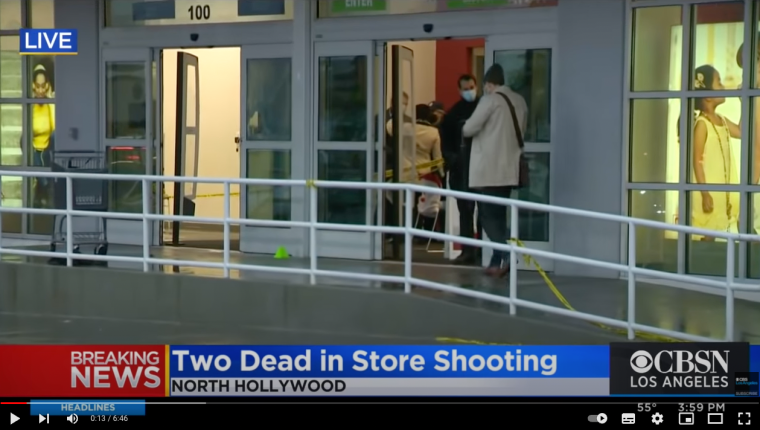 La víctima mortal es un menor de edad que estaba en el vestidor de una tienda. (Foto captura de pantalla: CBS Los Ángeles). 