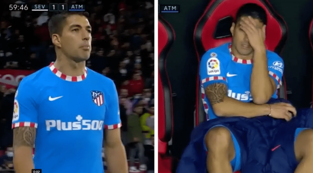 VIDEO | Luis Suárez explotó contra Simeone después de que lo cambió contra el Sevilla: “Pelo…. de mi….”