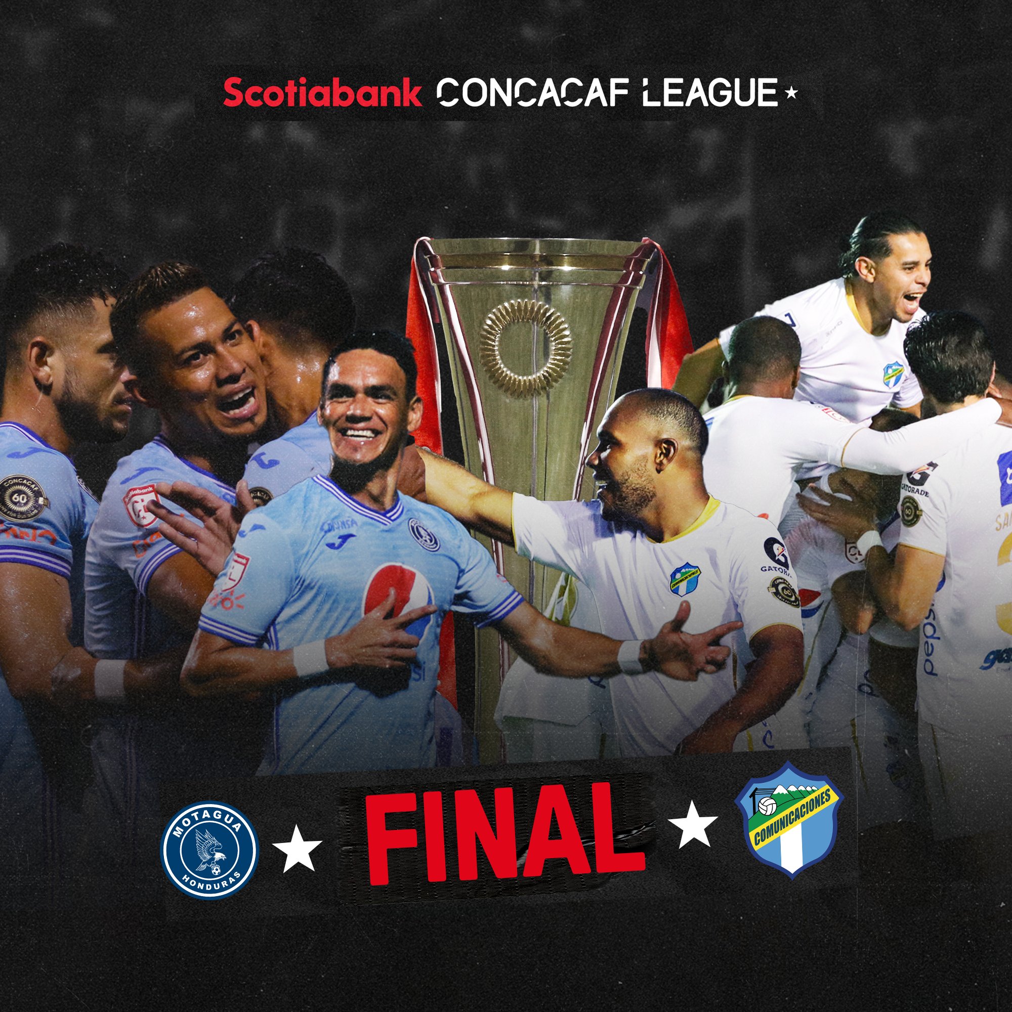 Afiche oficial de las finales de la Liga Concacaf entre Comunicaciones y Motagua. Foto Concacaf.