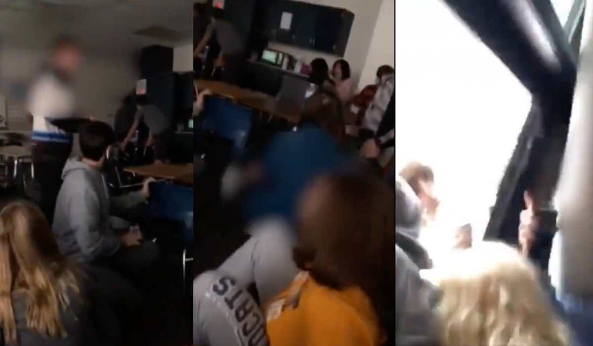 Los angustiantes videos que muestran cómo jóvenes de una secundaria saltan por las ventanas para escapar de un pistolero