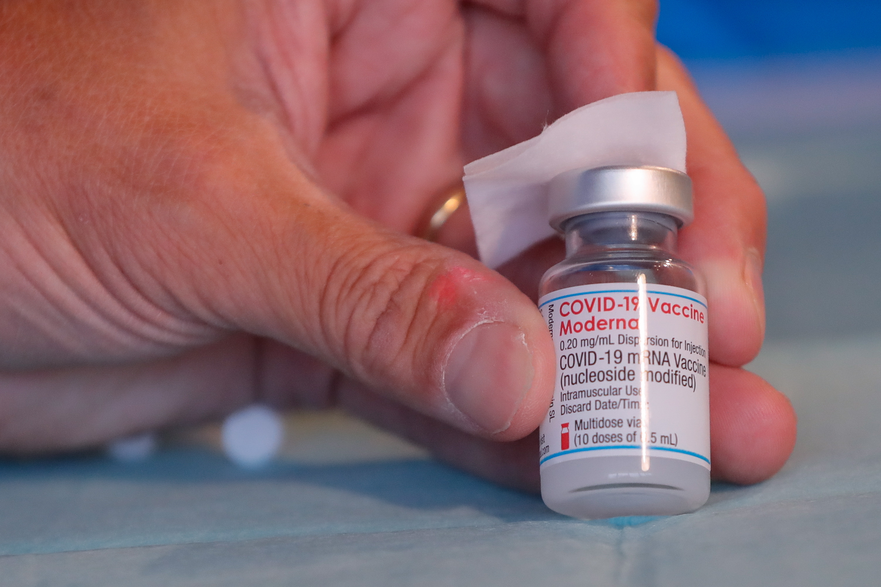 Fotografía de archivo de una vacuna contra la covid de la farmacéutica estadounidense Moderna. Foto Prensa Libre: EFE/EPA/STEPHANIE LECOCQ