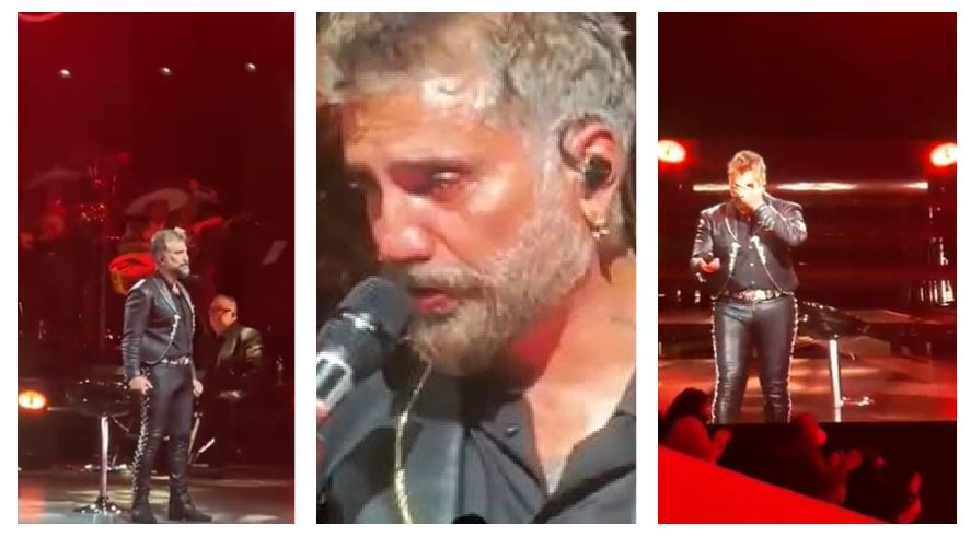 “El Potrillo” se conmueve durante un concierto en los que interpretó éxitos de Vicente Fernández. (Foto Prensa Libre: Twitter)