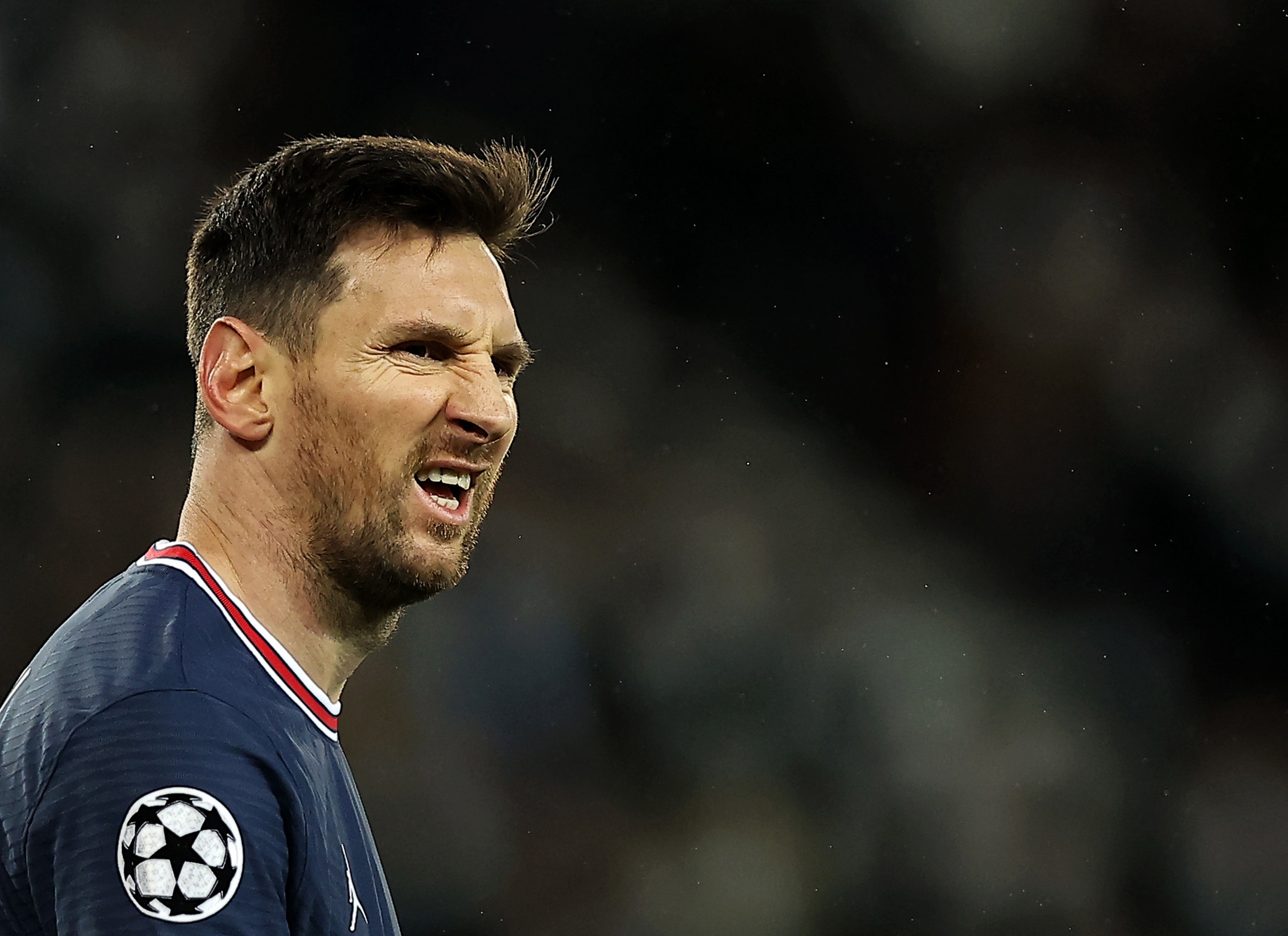 Paris (France), 07/12/2021.- (FILE) Paris Saint Germain's Lionel Messi reacts during the UEFA Champions League group A soccer match between Paris Saint-Germain (PSG) and Club Brugge in Paris, France, 07 December 2021 (reissued on 02 January 2022). Paris Saint Germain's striker Lionel Messi has tested positive for Covid-19, PSG confirmed on 02 January 2022. (Liga de Campeones, Francia) EFE/EPA/Ian Langsdon