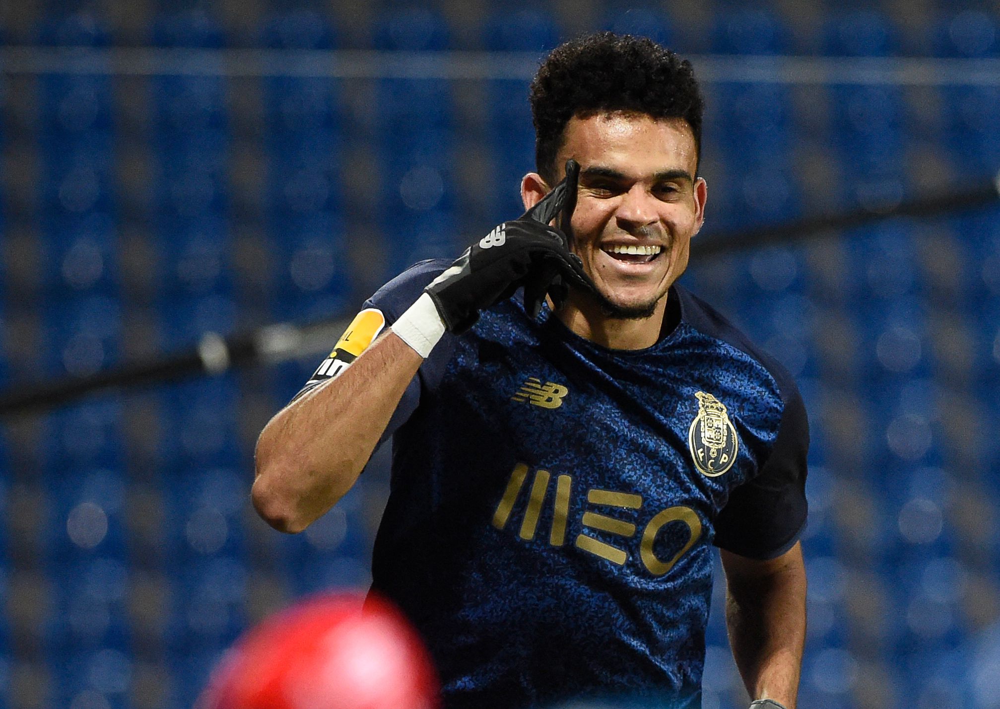 El mediocampista colombiano Luis Diaz celebrando un gol al FC Vizela con su exequipo el FC Porto. (Foto Prensa Libre: AFP)