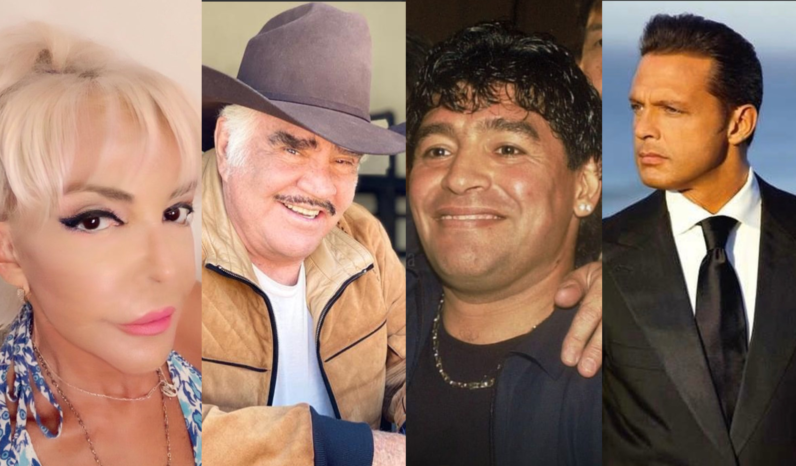 Merle Uribe mantuvo romances con los tres conocidos personajes. (Foto Prensa Libre: @merle_uribe, @_vicentefdex, @maradona y @lmxlm/Instagram)