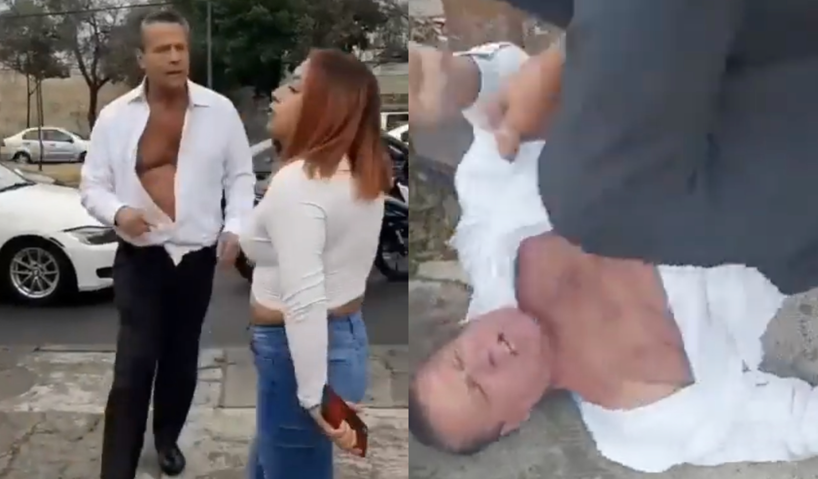La pelea entre Alfredo Adame y una mujer quedó grabada en video y rápidamente se volvió viral. (Foto Prensa Libre: @pozainforma y @ssmesterazteca/Twitter)