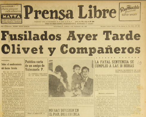 Se cumplen 70 años del fusilamiento por el asesinato de un taxista.  (Foto Prensa Libre: Hemeroteca PL)