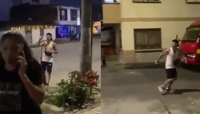 Hombre provoca pánico en calles de Colombia. (Foto Prensa Libre: Twitter)