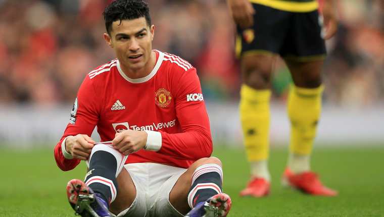 Cristiano Ronaldo no pudo anotar en el partido del Manchester United frente al Watford. (Foto Prensa Libre: AFP).