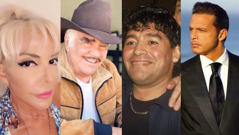 Merle Uribe mantuvo romances con los tres conocidos personajes. (Foto Prensa Libre: @merle_uribe, @_vicentefdex, @maradona y @lmxlm/Instagram)
