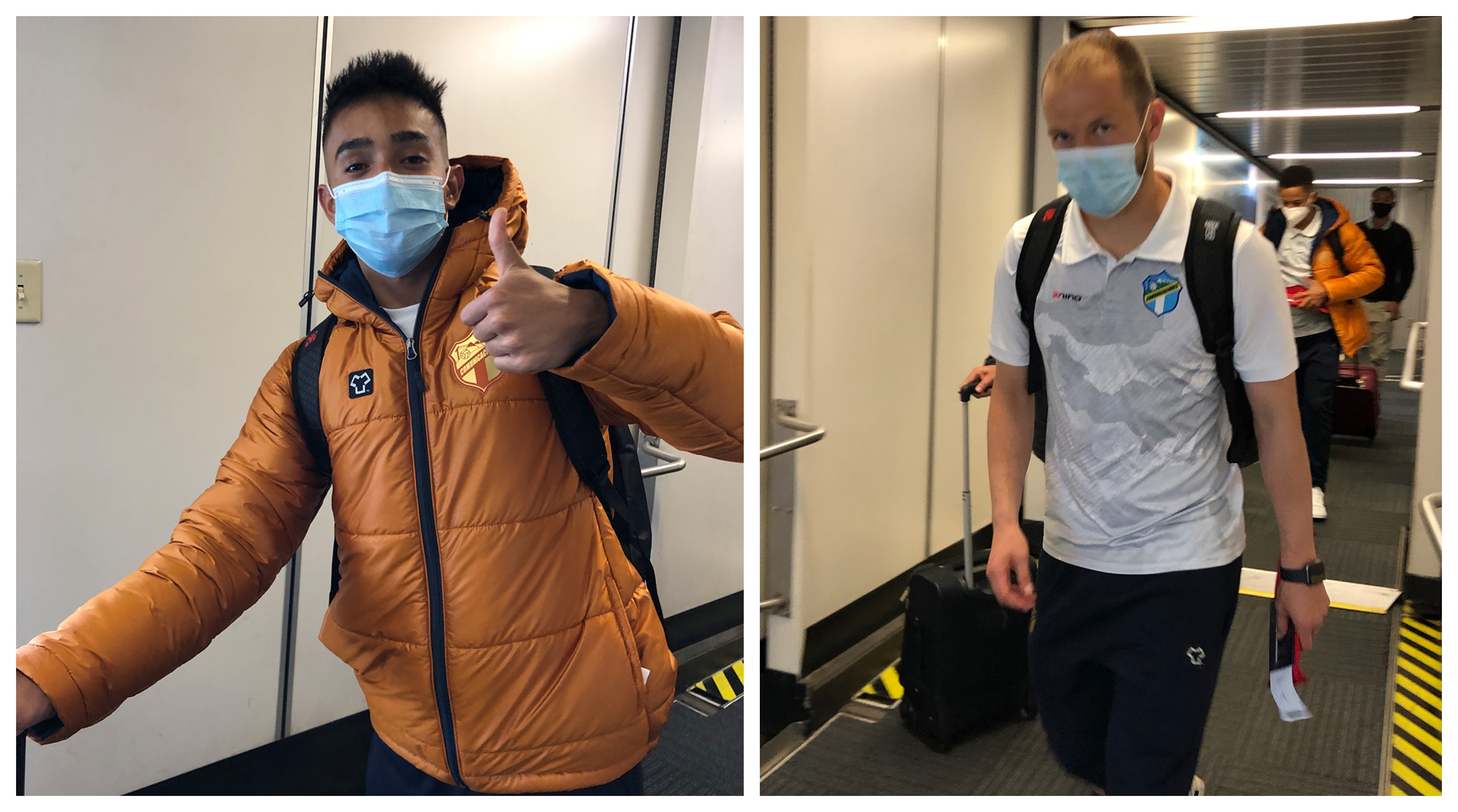 Santis y Moscoso, durante el viaje de los cremas a Denver. (Foto Prensa Libre: Twitter @CremasOficial)