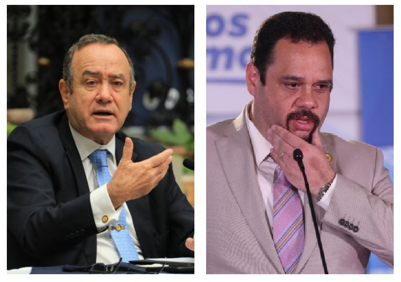 Presidente de Guatemala, Alejandro Giammattei y el exministro de Comunicaciones, José Luis Benito. (Foto Prensa Libre: Presidencia de Guatemala y HemerotecaPL)