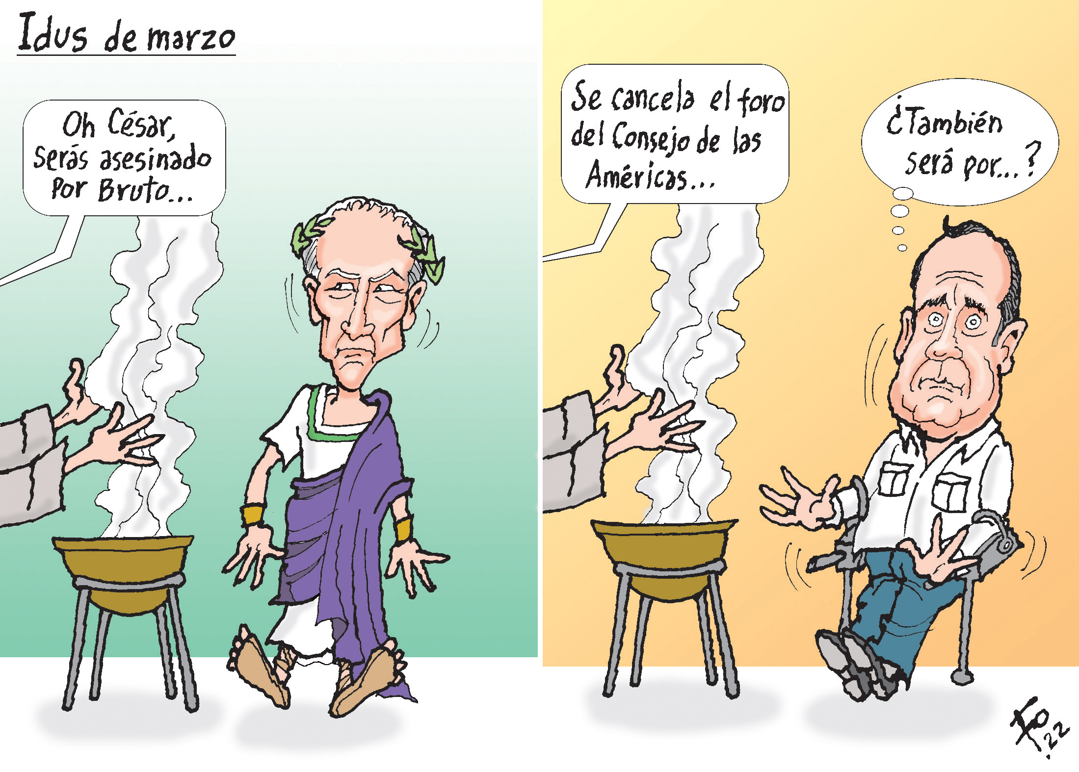 Personajes: Cayo Julio César y Alejandro Giammattei.