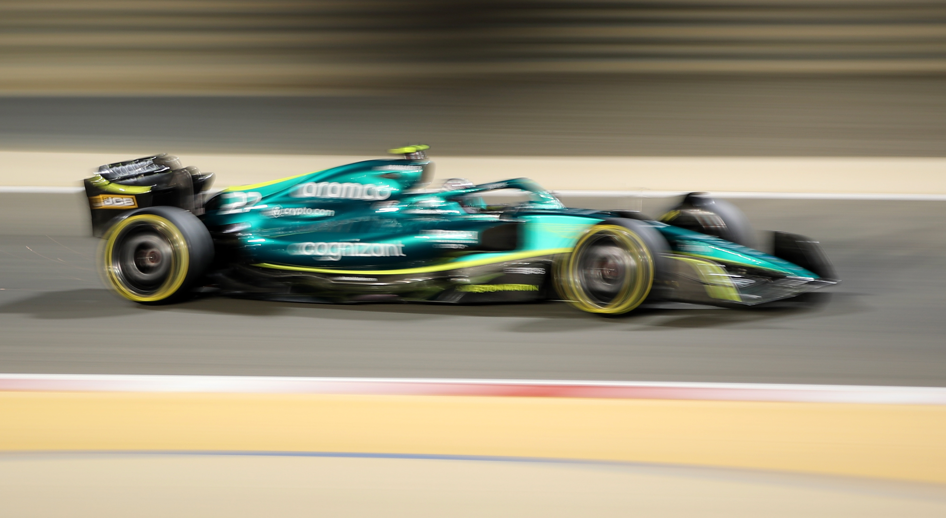 Sakhir (Bahrain), 18/03/2022.- German driver Nico Huelkenberg of Aston Martin during the 2nd practice session for Formula One Grand Prix of Bahrain at the Bahrain International Circuit in Sakhir, Bahrain, 18 March 2022. Huelkenberg is replacing Sebastian Vettel who will miss the Bahrain Grand Prix due to a postive Covid test. (Fórmula Uno, Bahrein) EFE/EPA/ALI HAIDER