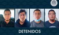 Esta imagen la publicó la Fiscalía General del estadio de Querétaro. En ella aparecen cuatro detenidos, uno de ellos entregado por su mamá. Foto redes.