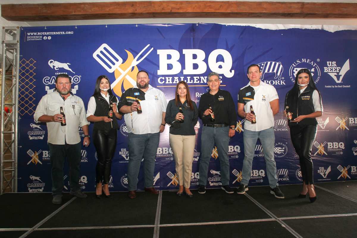 Personeros del Club Rotario Guatemala de La Ermita, Cerveza Cabro y Us Meat dieron a conocer los detalles de la BBQ Challenge 2022. Foto Prensa Libre: Norvin Mendoza
