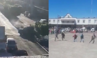 Los videos muestran el momento en que se da un ataque armado enfrente del parque de este poblado mexicano. (Foto Prensa Libre: @journalero/Twitter)