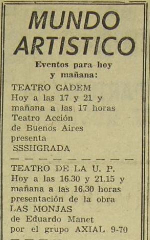 Día Mundial del Teatro - Recuerdos 1972