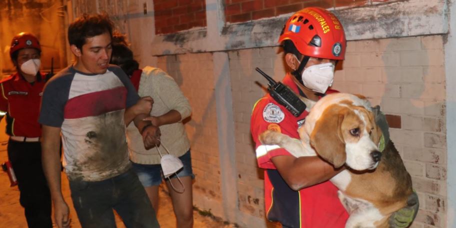 HOMBRE Y SU PERRO CAEN EN BARRANCO EN LA ZONA 18