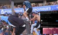 Imágenes de los aficionados de Querétaro al momento de causar problemas en el estadio Corregidora. (Foto Prensa Libre; twitter y EFE)