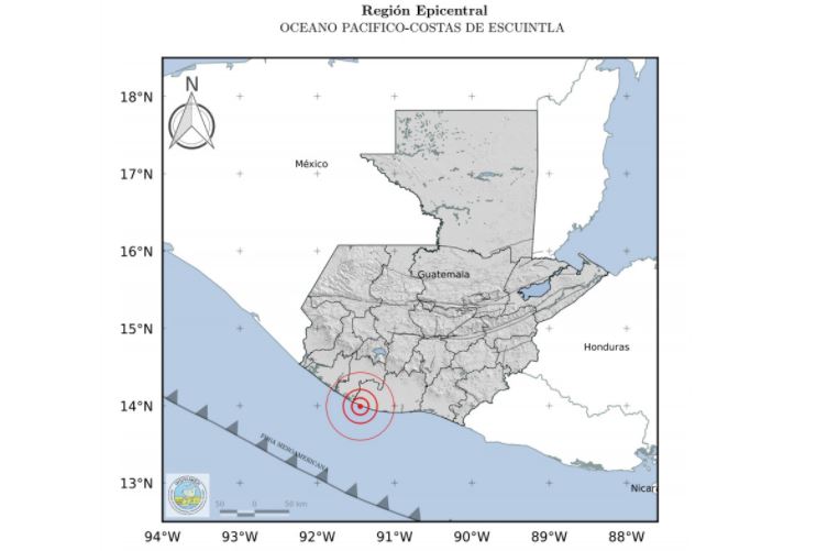 Reportan temblor de 4.5 grados frente a las costas de Escuintla y en las últimas 24 horas se han registrado 27 sismos