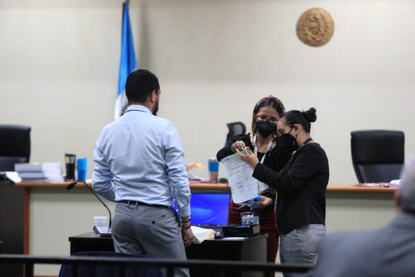 Aníbal Argüello, exanalista criminal de Cicig, durante una intervención en el juicio del Caso La línea. (Foto Prensa Libre: María José Bonilla)