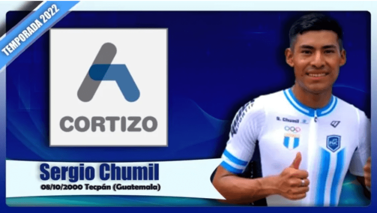 El equipo español de ciclismo Cortizo le dio la bienvenida a Sergio Chumil en febrero de 2022. (Foto Prensa Libre: Twitter)