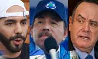 De izquierda a derecha: el presidente de El Salvador, Nayib Bukele, el presidente de Nicaragua, Daniel Ortega y el presidente de Guatemala, Alejandro Giammattei.