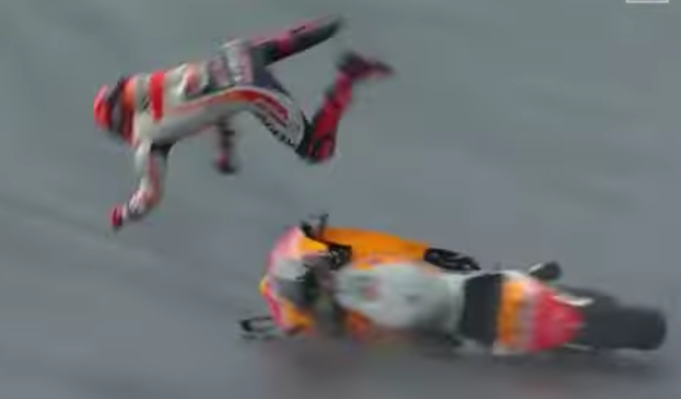 El español volvió a sufrir de una caía este sábado. Foto Prensa Libre (Captura de pantalla)