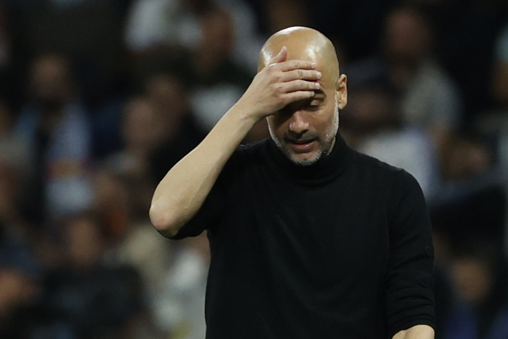 El entrenador del Manchester City, Pep Guardiola, durante el partido de semifinales de la Liga de Campeones ante el Real Madrid. (Foto Prensa Libre: EFE)