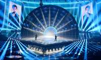 Turin (Italy), 12/05/2022.- Il Volo perform during the Second Semifinal of the 66th annual Eurovision Song Contest (ESC 2022) in Turin, Italy, 12 May 2022 (issued 13 May 2022). The international song contest has two semifinals on 10 and 12 May respectively, and a grand final scheduled for 14 May 2022. (Italia) EFE/EPA/Alessandro Di Marco