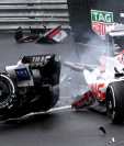 El piloto Mick Schumacher sufrió de un aparatoso accidente en el Mónaco GP. Foto Prensa Libre (EFE)