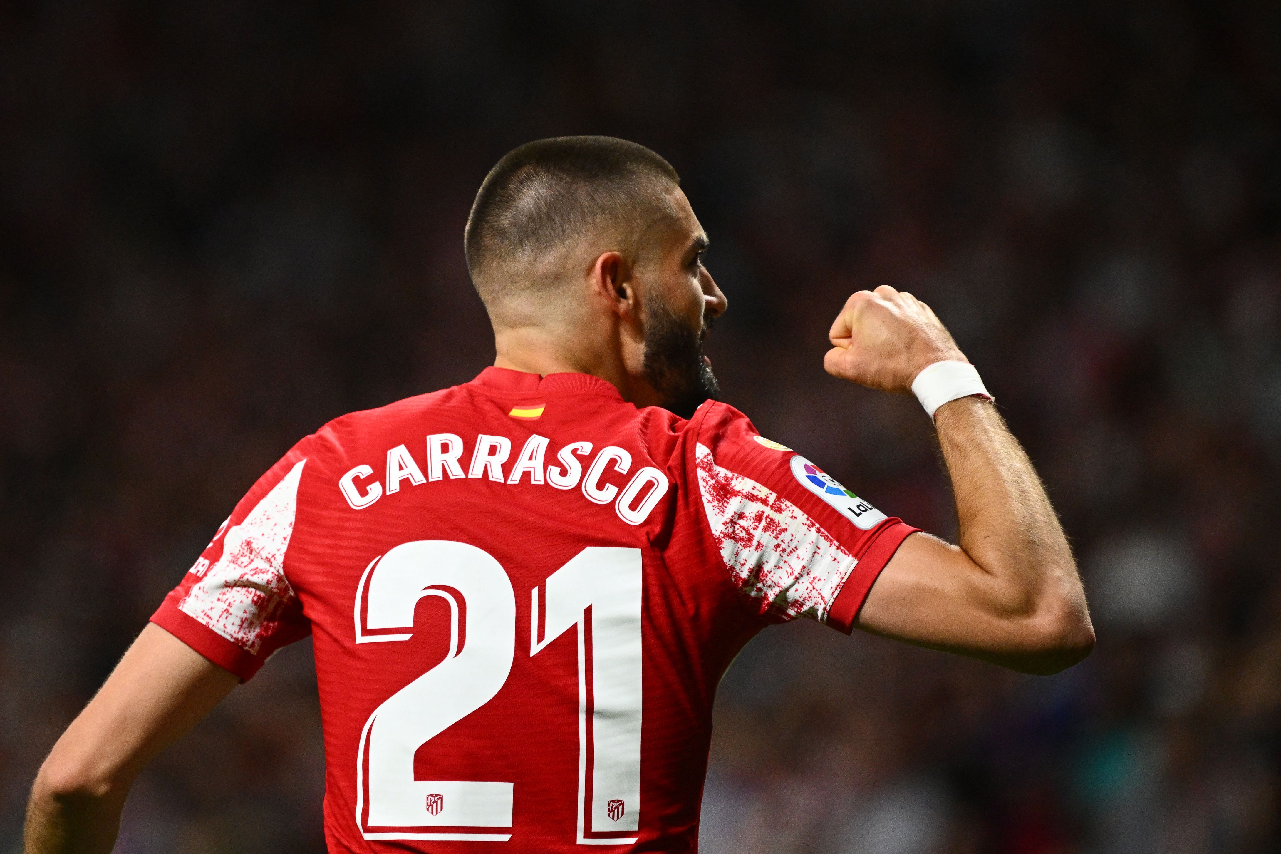 Un solitario gol de Carrasco le dio la victoria al Atlético de Madrid. Foto Prensa Libre (AFP)