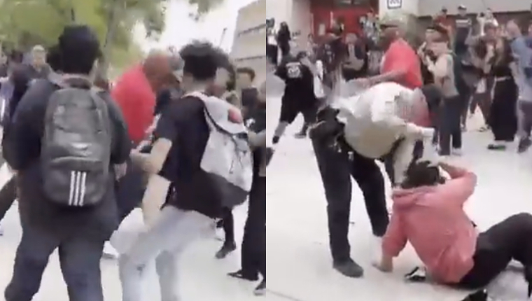 Video: hombre se va a los golpes con decenas de estudiantes que le hacían bullying a sus hijos