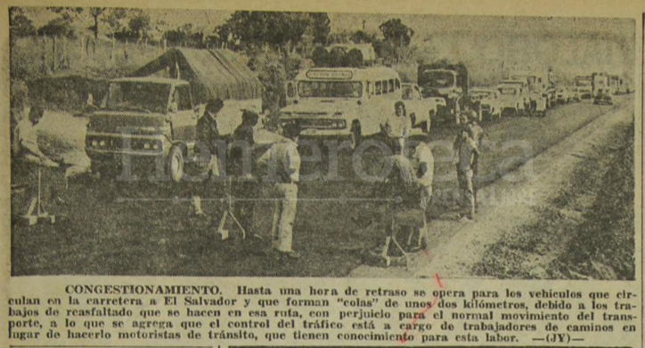 Tráfico en carretera el Salvador 1975