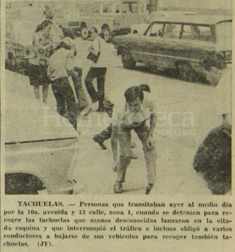 Tráfico ocasionado por tachuelas 1973