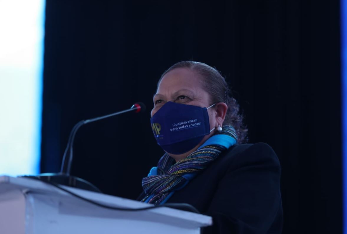 María Consuelo Porras Argueta, en la presentación del su cuarto informe de labores en el MP. (Foto Prensa Libre: Érick Ávila).