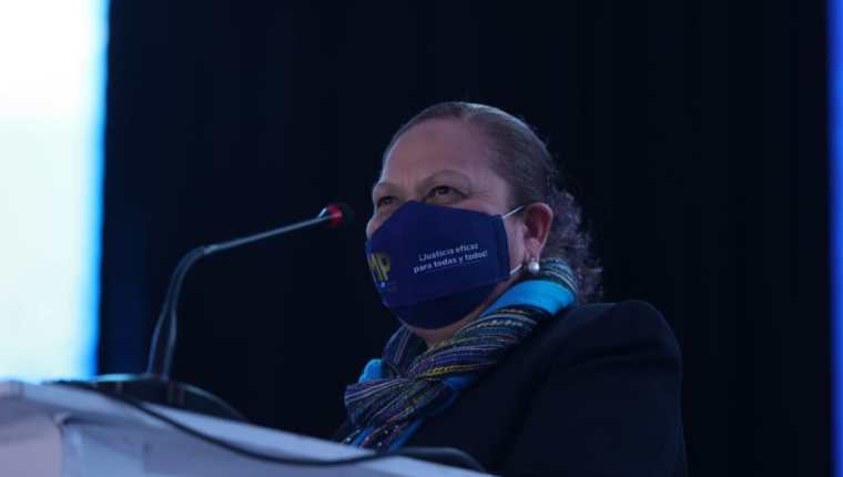 María Consuelo Porras Argueta, en la presentación del su cuarto informe de labores en el MP. (Foto Prensa Libre: Érick Ávila).